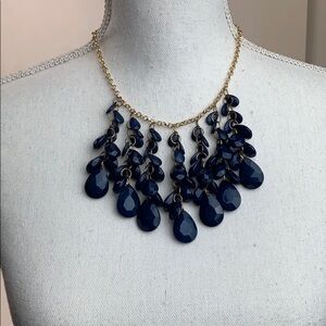 💚5/$25 blue faceted bead gold chain bib necklace